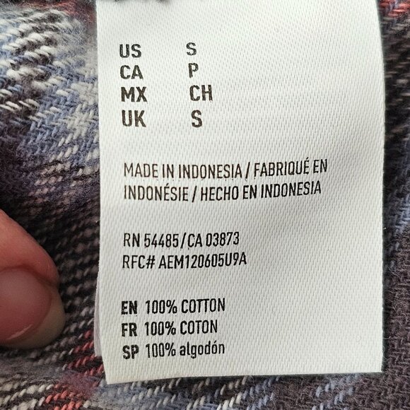 American Eagle Plaid Button Down Shirt Oversized Stretch Soft Cozy Fall Top - Picture 6 of 10